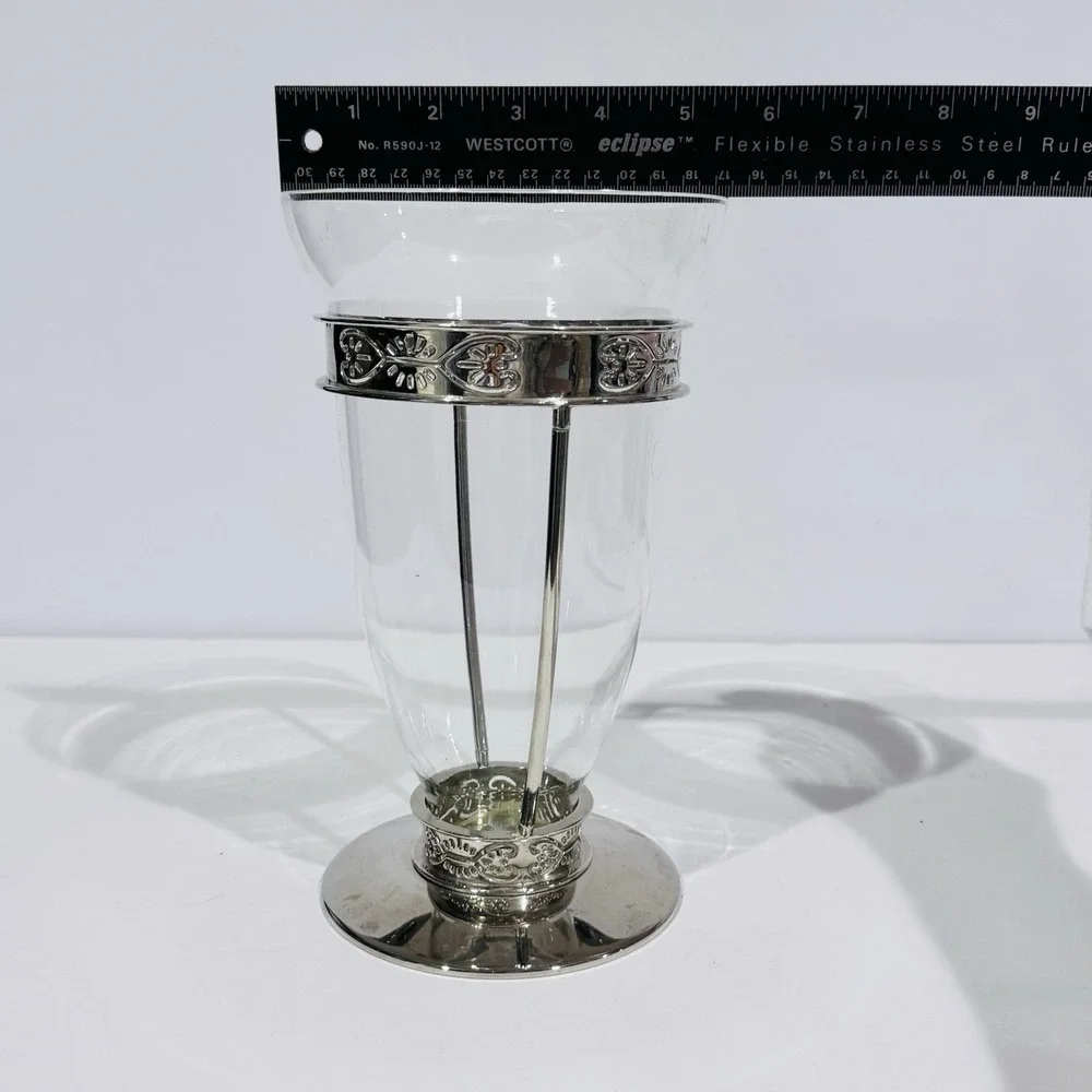 Vintage FTD Silver Plated Clear Glass 9